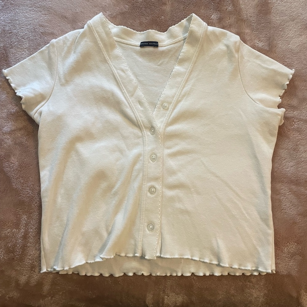 Brandy Melville white button up top